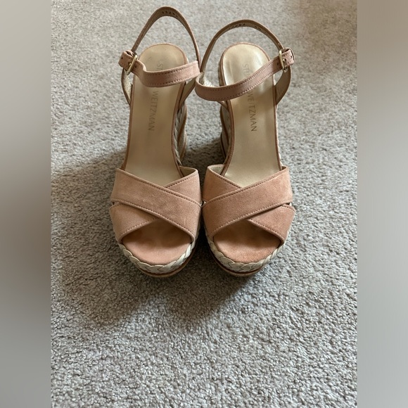 Stuart Weitzman Peach Suede Wedge Espadrilles with Strapes size 6.5M - Picture 2 of 6